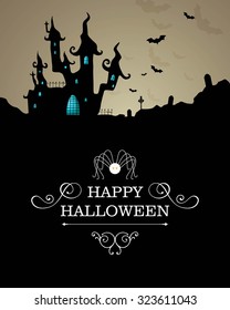 Vector Illustration of a Halloween Background with Scary Castle 