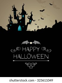 Vector Illustration of a Halloween Background with Scary Castle 