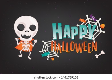 Vector illustration Halloween banner with decoration on dark background.