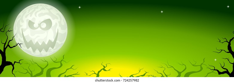 vector illustration of a halloween banner with moon 