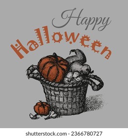 Vector illustration with a halloween basket