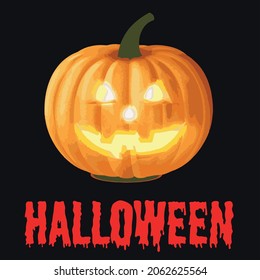 Vector illustration for Halloween. Black background with ghost pumpkin.