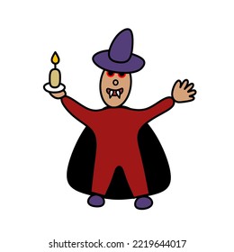 Vector illustration. Halloween cartoon character dracula, isolated on transparent background. Halloween celebration concept	