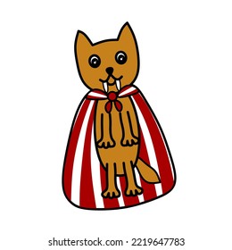 Vector illustration. Halloween cartoon character vampire dog, isolated on transparent background. Halloween celebration concept