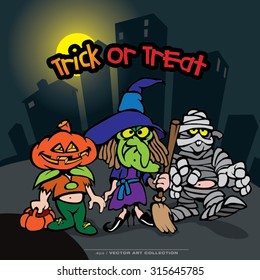 Vector illustration of Halloween Cartoon Characters