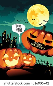 A vector illustration of Halloween Carving Party background design