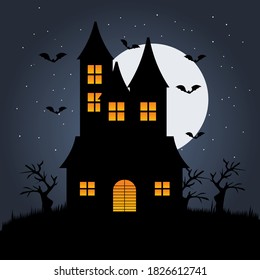 vector illustration of halloween castle. halloween party invitation