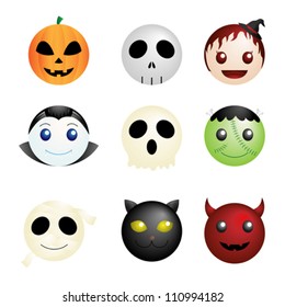 A vector illustration of a Halloween characters icons