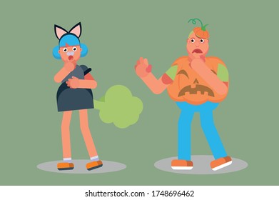 Vector illustration - Halloween costume characters Great for a sticker. Simple character vector illustration.