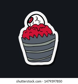 Vector illustration of halloween cupcake on background. Happy halloween scary sweets