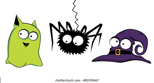 Vector illustration of the halloween cute set
