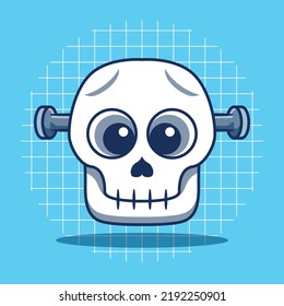 Vector illustration of halloween day skull head. Flat cartoon style.
