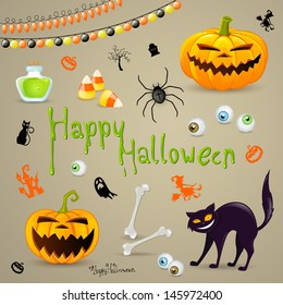 Vector Illustration of Halloween Design Elements