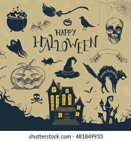 Vector Illustration of Halloween Design Elements