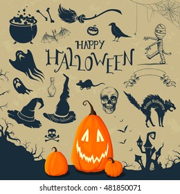 Vector Illustration of Halloween Design Elements