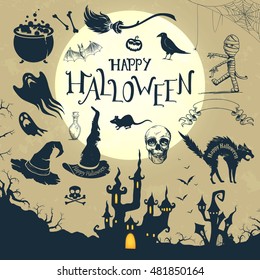 Vector Illustration of Halloween Design Elements