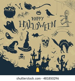 Vector Illustration of Halloween Design Elements