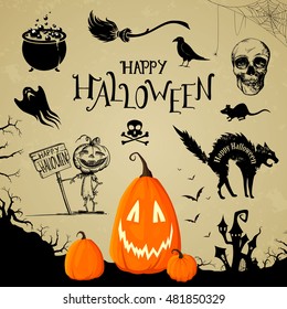 Vector Illustration of Halloween Design Elements