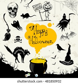 Vector Illustration of Halloween Design Elements