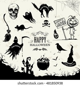 Vector Illustration of Halloween Design Elements