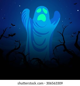 Vector Illustration of a Halloween Design with Ghost