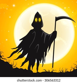 Vector Illustration of a Halloween Design with Grim Reaper