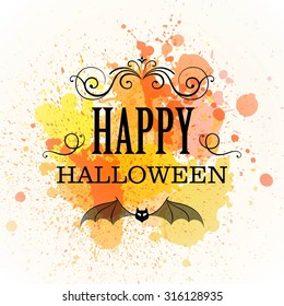 Vector Illustration of a Halloween Design Template on a Watercolor Background