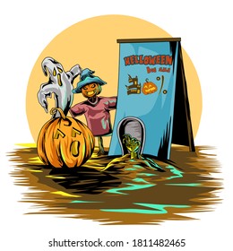vector illustration of Halloween discount