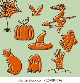 Vector illustration of Halloween doodles