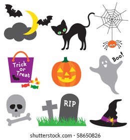 Vector illustration of halloween element set.