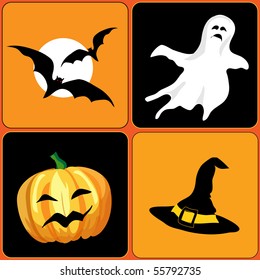 A vector illustration of Halloween elements