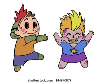 Vector illustration, Halloween elements, cartoon concept, white background.