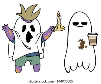 Vector illustration, Halloween elements, cartoon concept, white background.