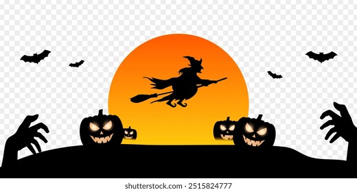 Vector illustration of Halloween elements composition on transparent background