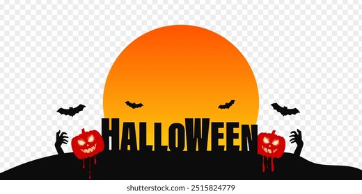 Vector illustration of Halloween elements composition on transparent background