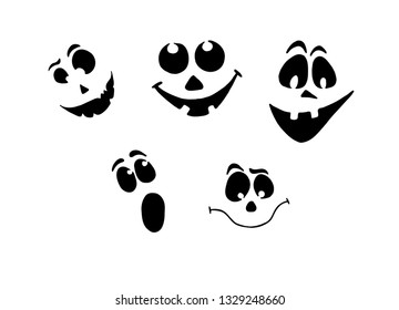 Vector illustration with Halloween faces. Design for logo, cards, banners and textile. EPS 10