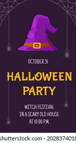 Vector illustration of a Halloween flyer. Vector cartoon flat style holiday illustration set.