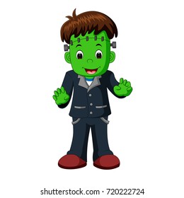 vector illustration of Halloween Frankenstein cartoon