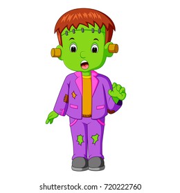 vector illustration of Halloween Frankenstein cartoon