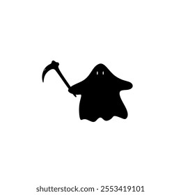 vector illustration of halloween ghost holding a scythe