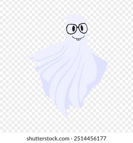 Vector illustration of Halloween ghost on transparent background