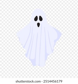 Ilustração vetorial de fantasma de Halloween em fundo transparente