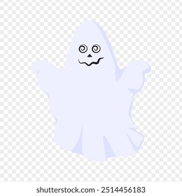 Vector illustration of Halloween ghost on transparent background