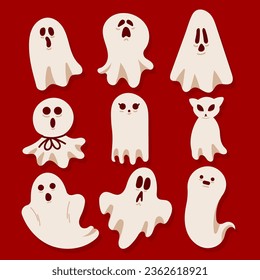 Vector, Illustration Halloween Ghosts collection 