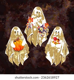 Vector, Illustration Halloween Ghosts collection 