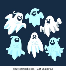 Vector, Illustration Halloween Ghosts collection 