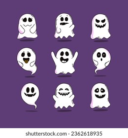 Vector, Illustration Halloween Ghosts collection 