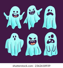 Vector, Illustration Halloween Ghosts collection 