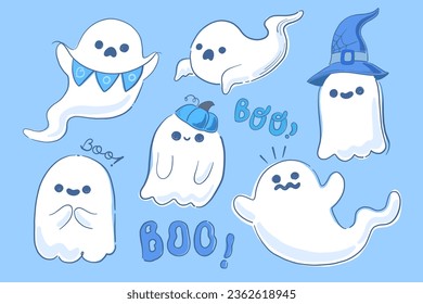 Vector, Illustration Halloween Ghosts collection 