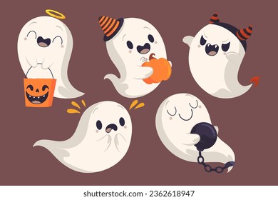 Vector, colección Ilustración Halloween Ghosts 